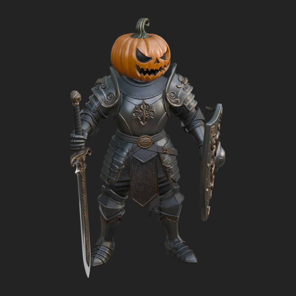 Pumpkin Headed Knight Statue Design 4