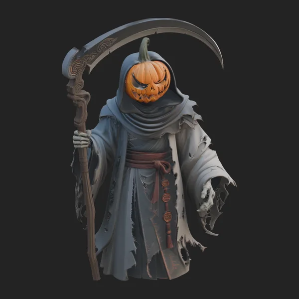 Pumpkin Headed Reaper Statue Design 1