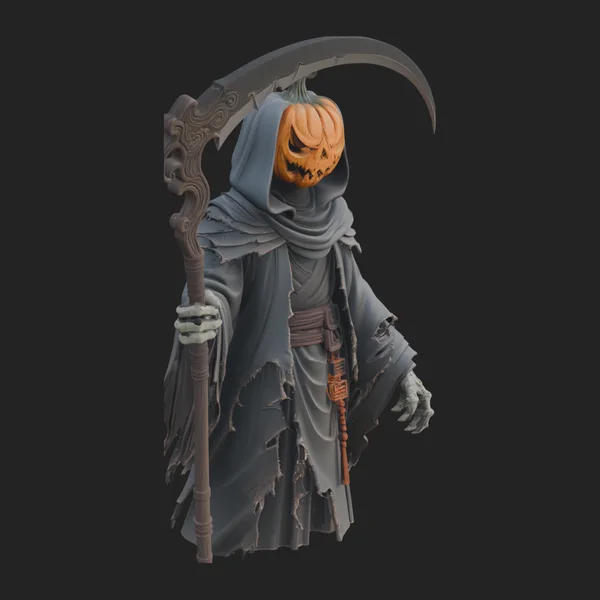 Pumpkin Headed Reaper Statue Design 2
