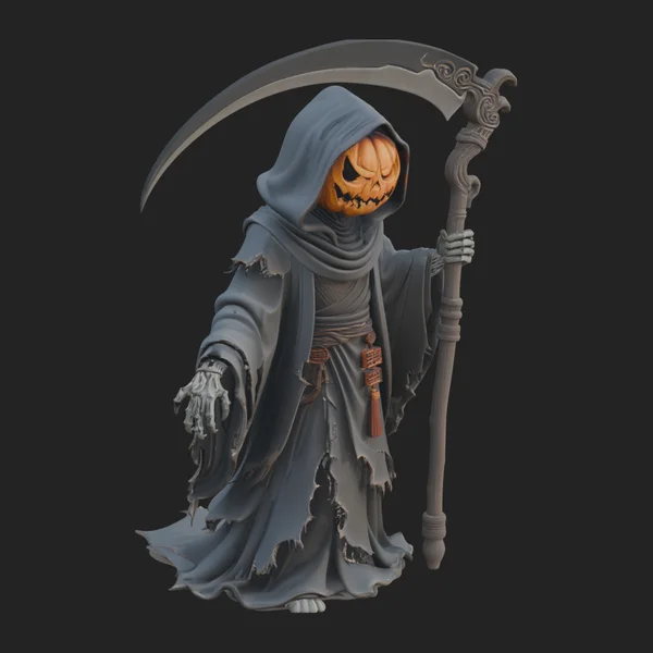 Pumpkin Headed Reaper Statue Design 3