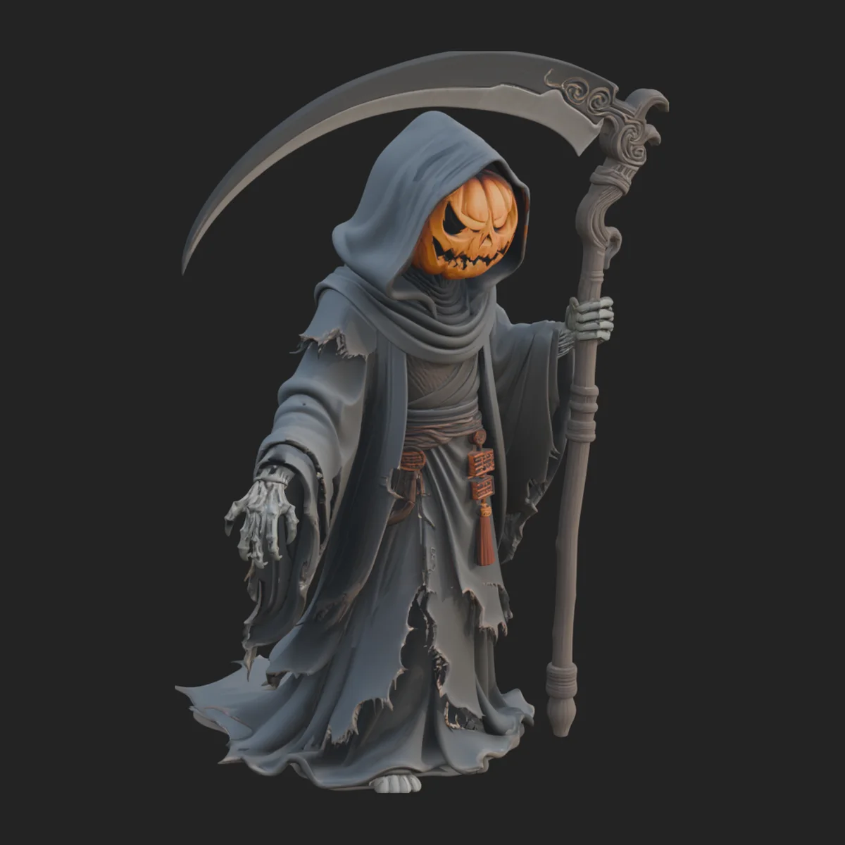 Pumpkin Headed Reaper Statue Design 3