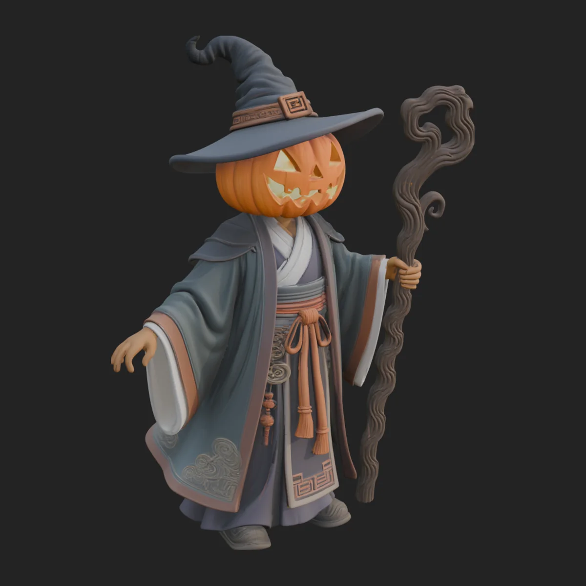 Pumpkin Headed Witch Statue Design 1