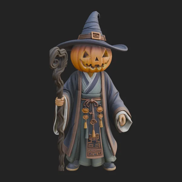 Pumpkin Headed Witch Statue Design 2