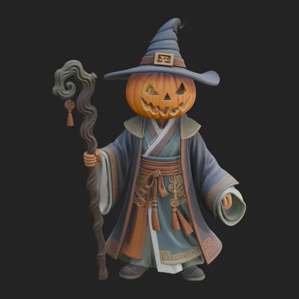 Pumpkin Headed Witch Statue Design 3