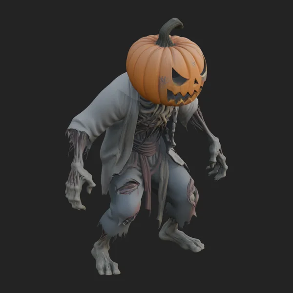 Pumpkin Headed Zombie Statue Design 1