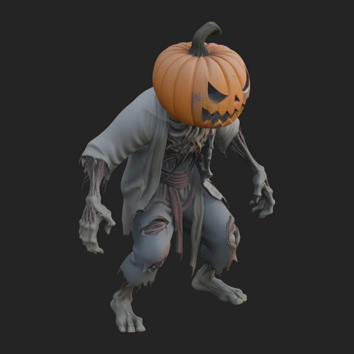 Pumpkin Headed Zombie Statue Design 1
