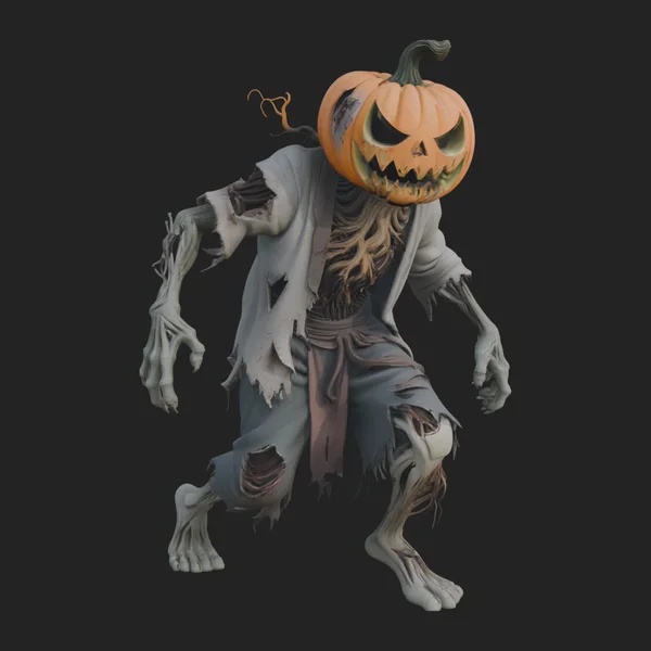 Pumpkin Headed Zombie Statue Design 2