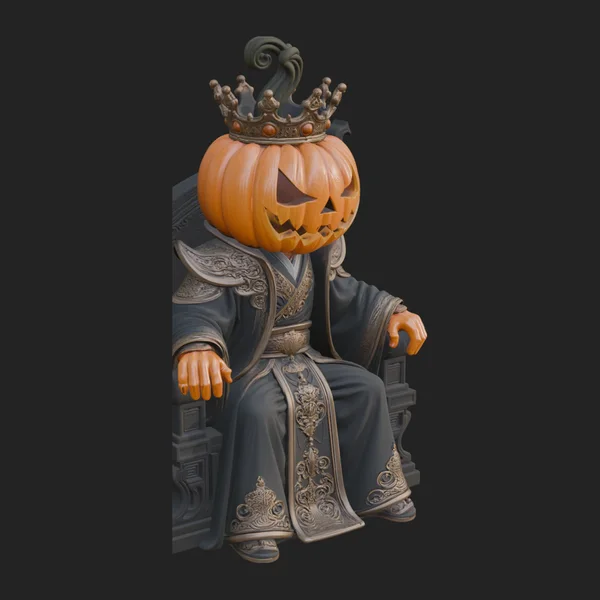 Pumpkin King on Throne Statue Design 3