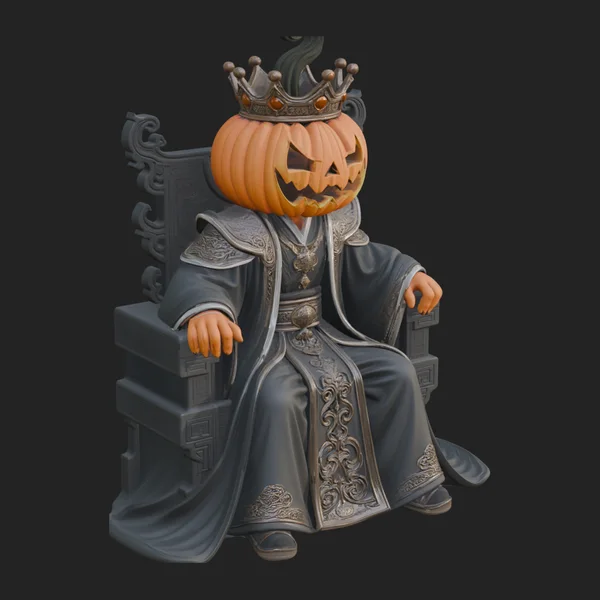 Pumpkin King on Throne Statue Design 5