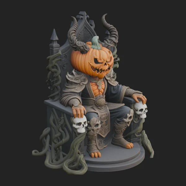 Pumpkin King on Throne Statue Design 6