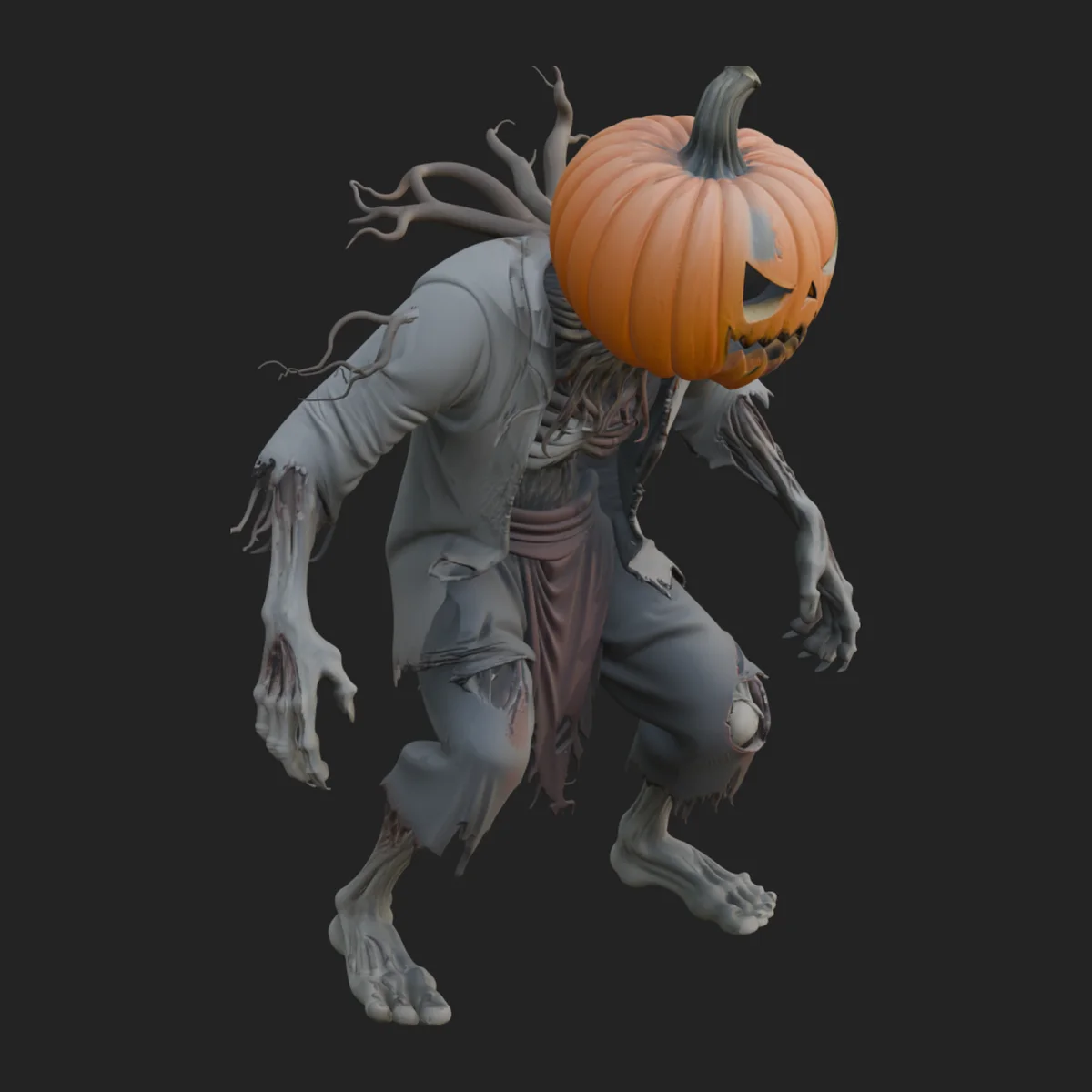Pumpkin Scarecrow Statue Design 11