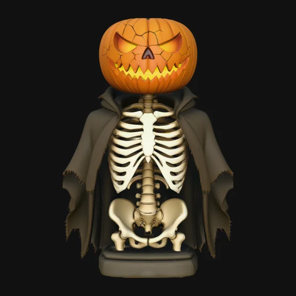 Pumpkin Skeleton Bust Statue Design 2