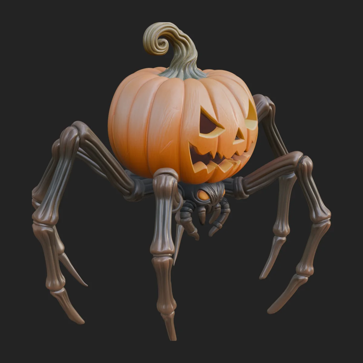 Pumpkin Spider Statue Design 2