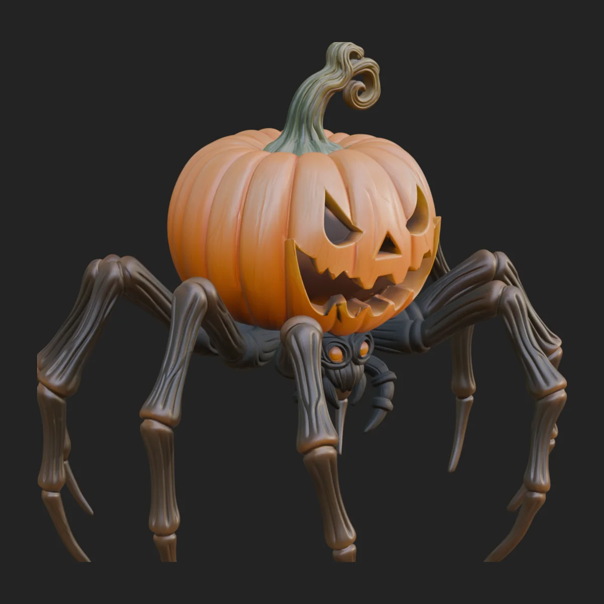 Pumpkin Spider Statue Design 4