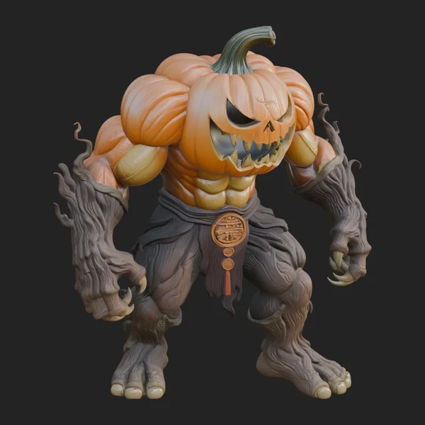 Pumpkin Tree Creature Statue Design 1