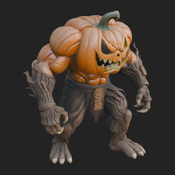 Pumpkin Tree Creature Statue Design 2