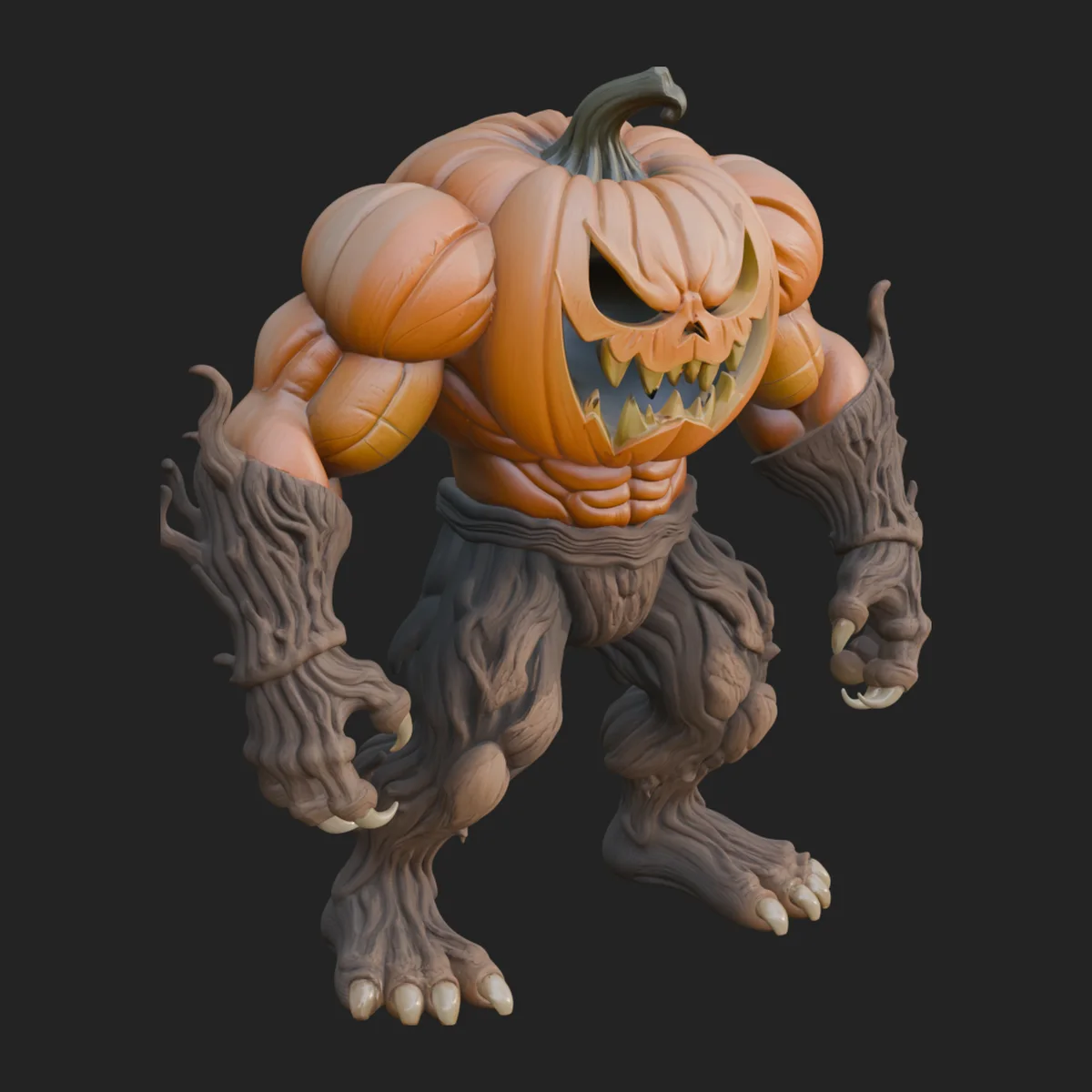 Pumpkin Tree Creature Statue Design 4