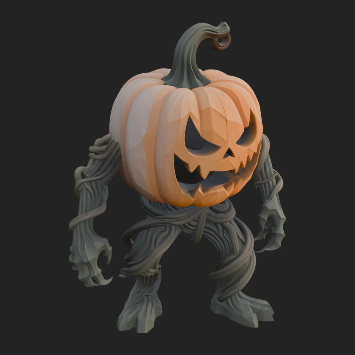 Pumpkin Tree Creature Statue Design 5