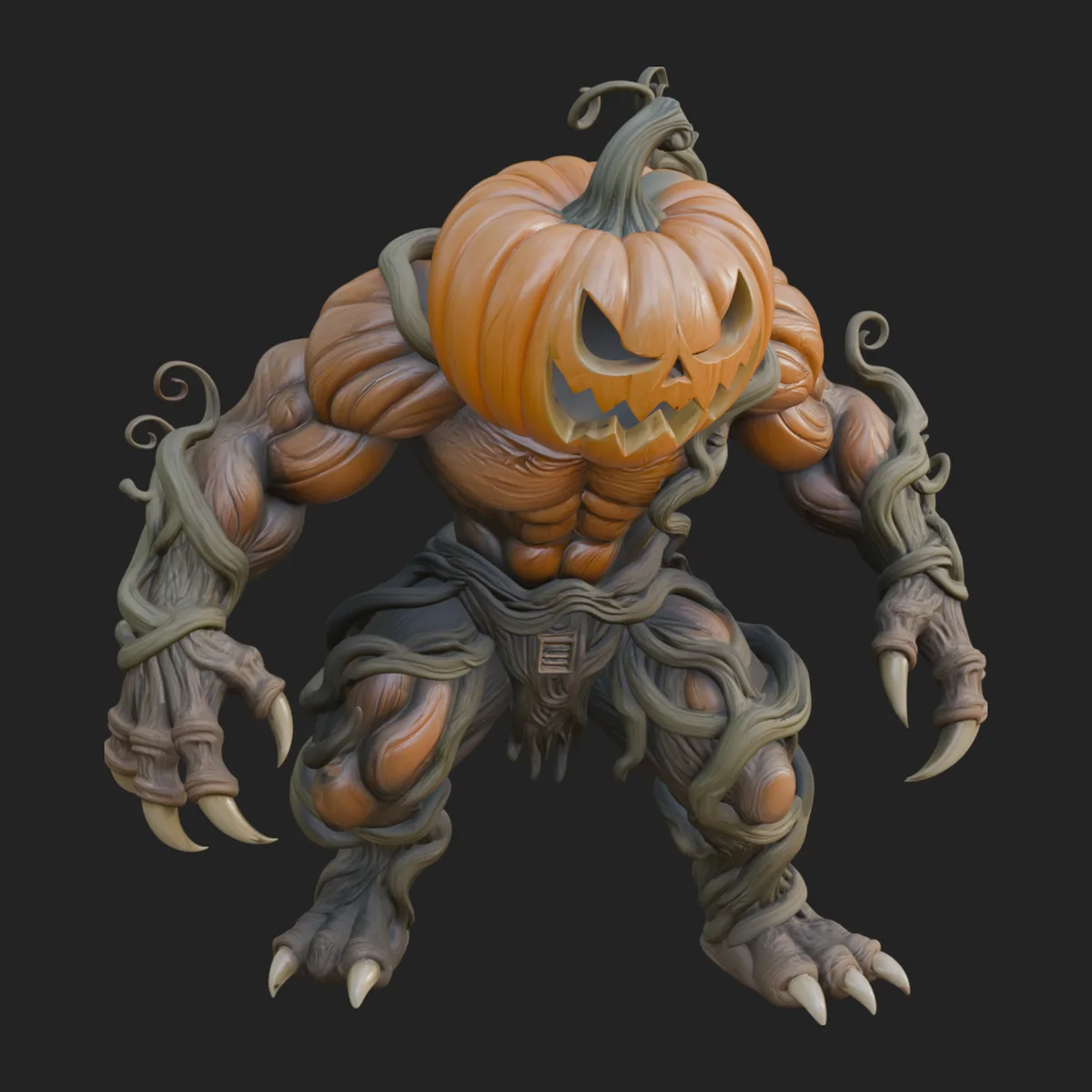 Pumpkin Vine Monster Statue Design 4