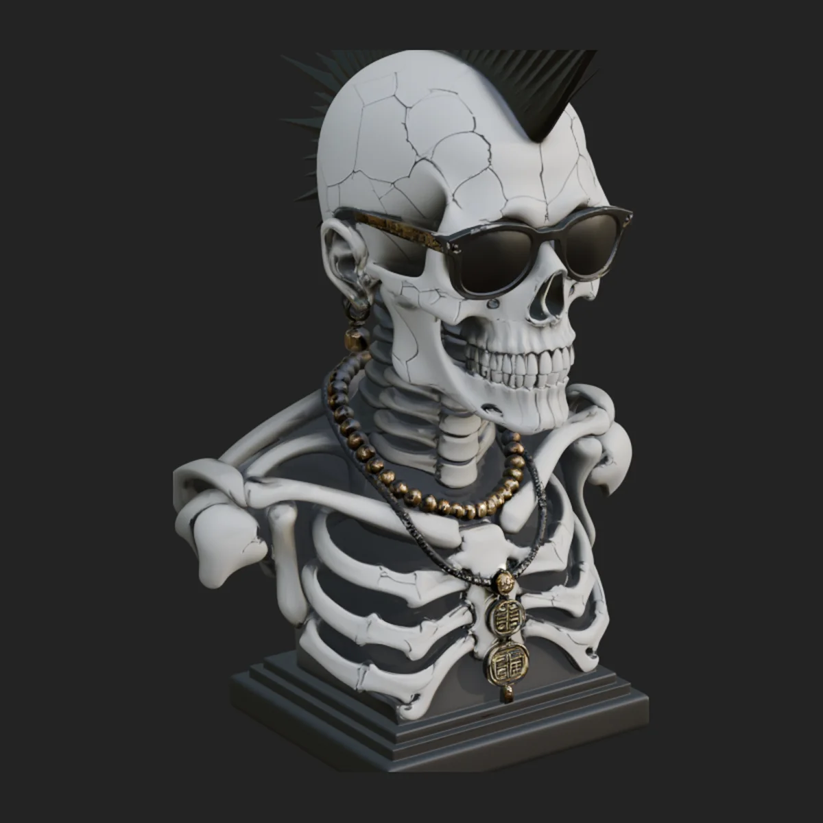 Punk Skull Bust Statue Design 1