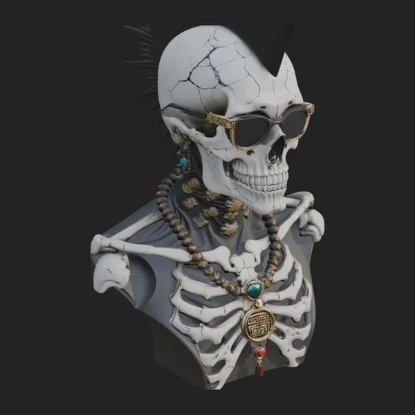 Punk Skull Bust Statue Design 2