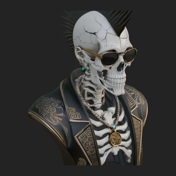Punk Skull Bust Statue Design 3