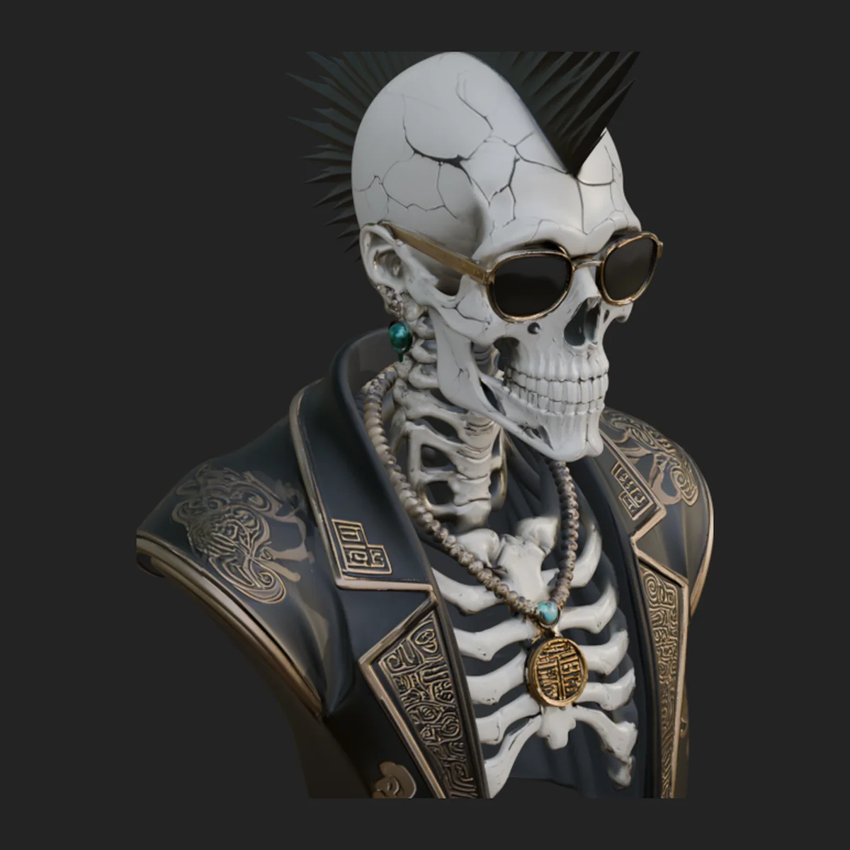 Punk Skull Bust Statue Design 3