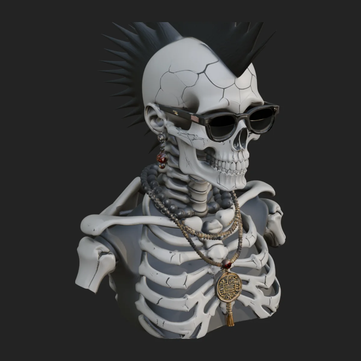 Punk Skull Bust Statue Design 4