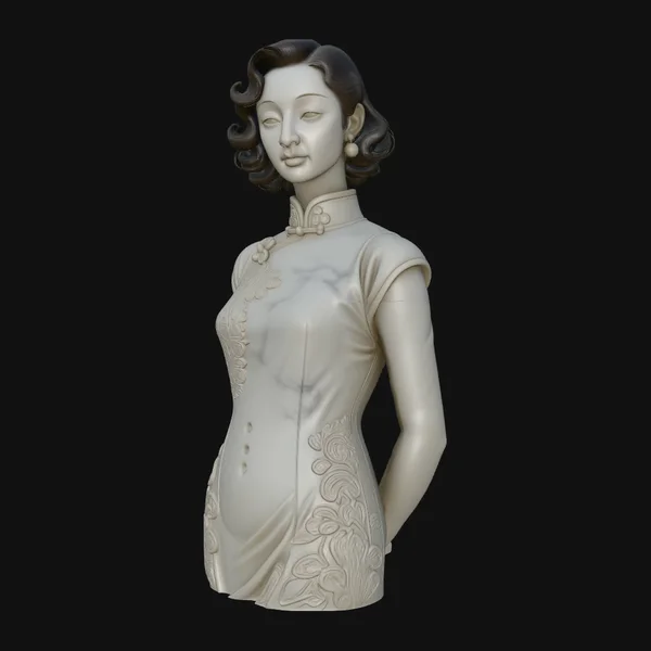 Qipao Lady Bust Statue Design 2