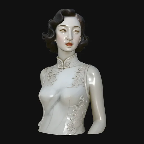 Qipao Lady Bust Statue Design 4