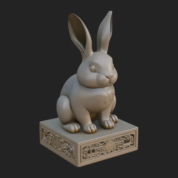 Rabbit on Pedestal Statue Design 1