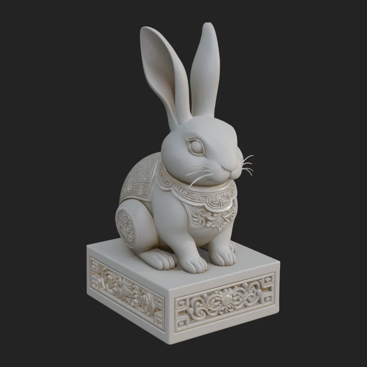Rabbit on Pedestal Statue Design 2