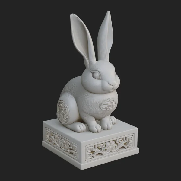 Rabbit on Pedestal Statue Design 3