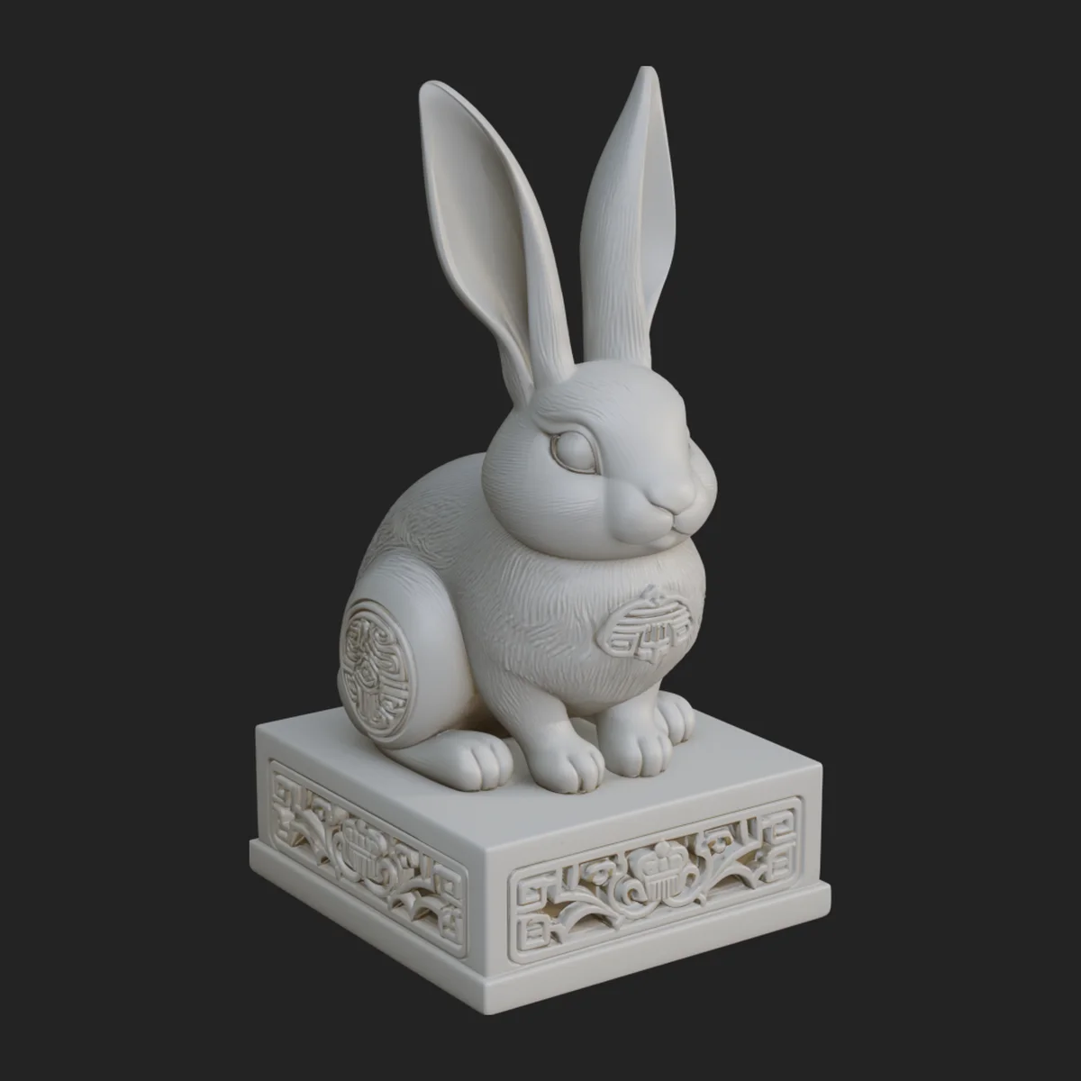 Rabbit on Pedestal Statue Design 3