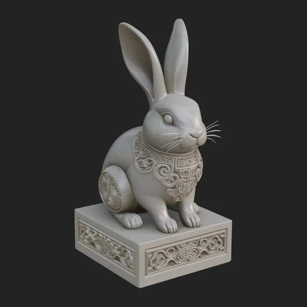 Rabbit on Pedestal Statue Design 4