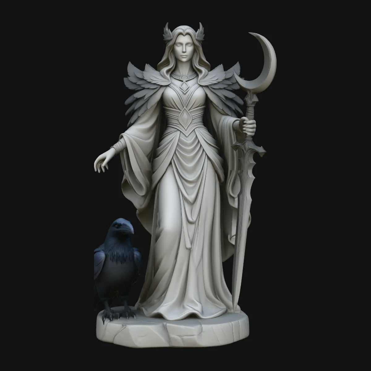 Raven Sorceress Statue Design 2