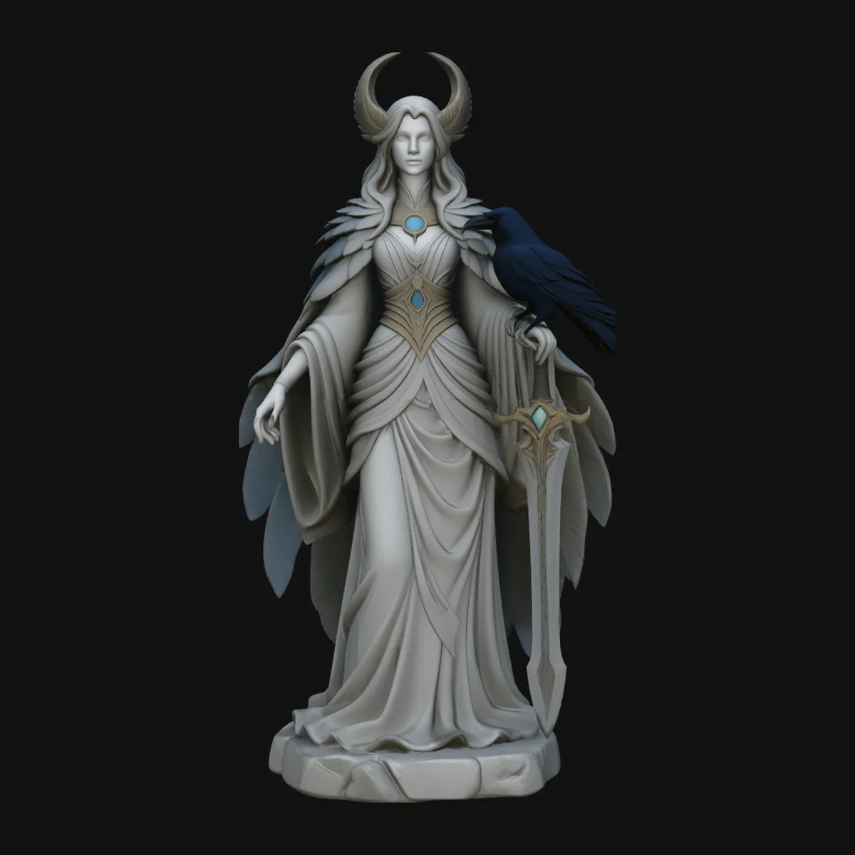 Raven Sorceress Statue Design 4
