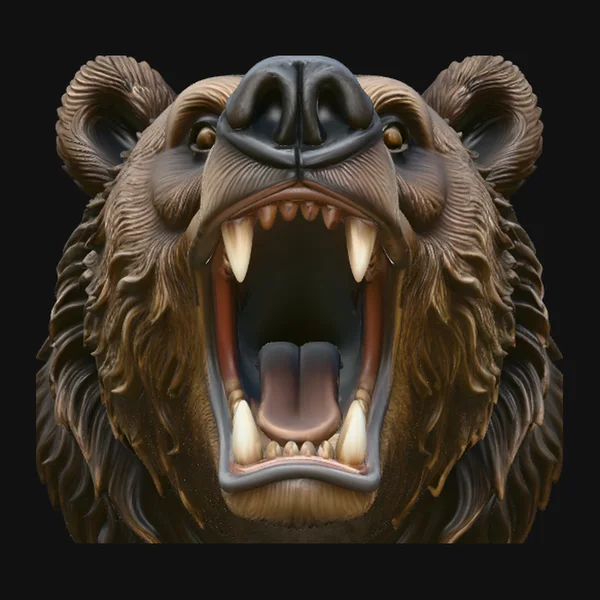 Roaring Bear Head Wall Plaque Design 1