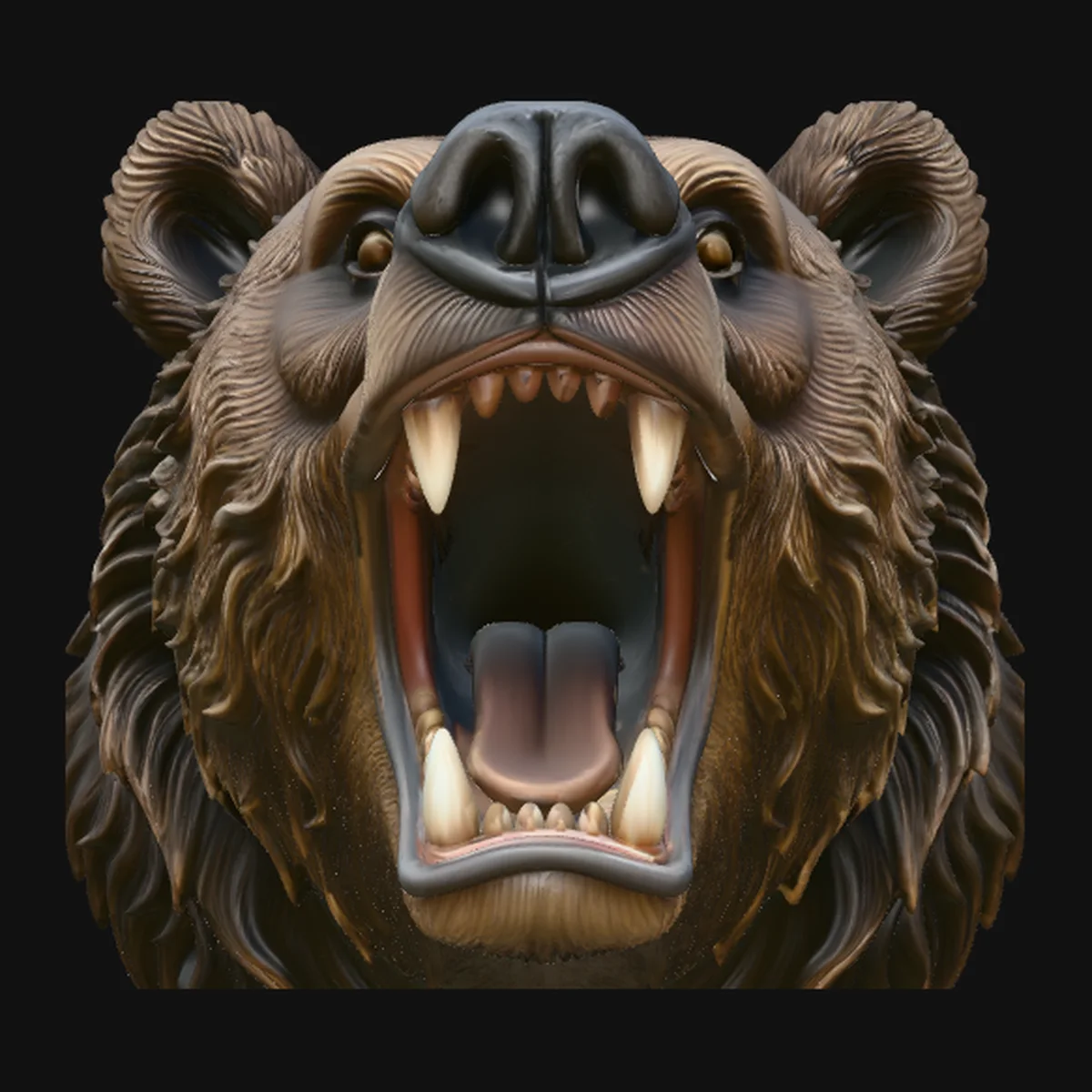 Roaring Bear Head Wall Plaque Design 1