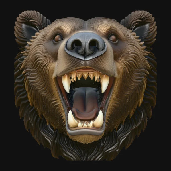 Roaring Bear Head Wall Plaque Design 2