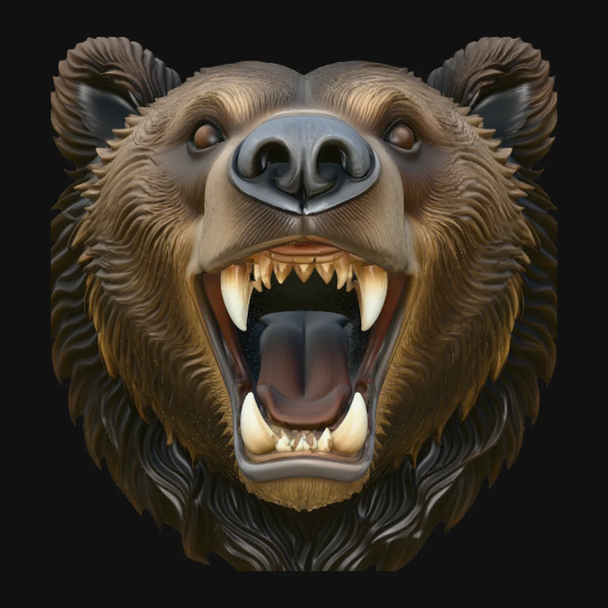 Roaring Bear Head Wall Plaque Design 2