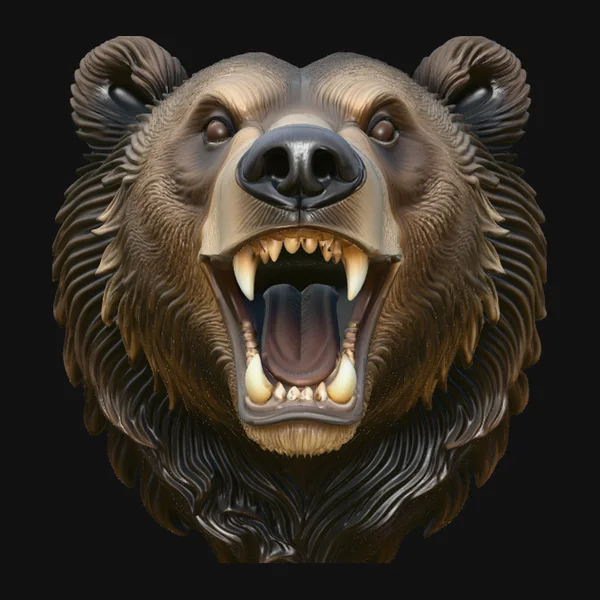 Roaring Bear Head Wall Plaque Design 3