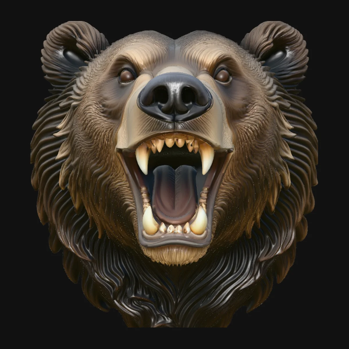 Roaring Bear Head Wall Plaque Design 3