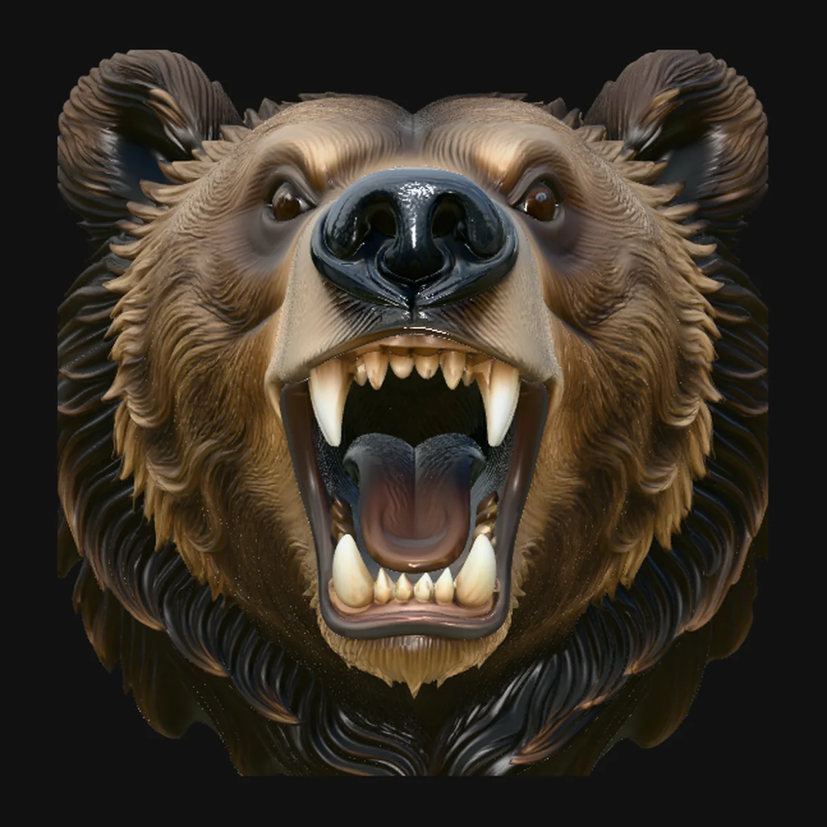 Roaring Bear Head Wall Plaque Design 4