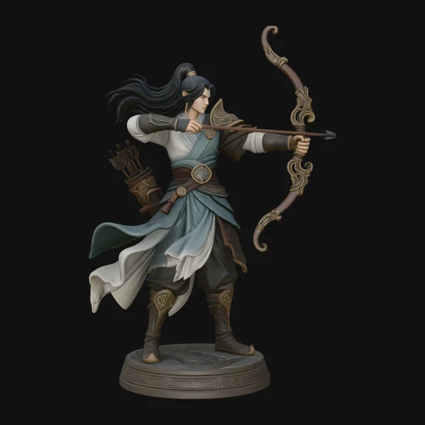 Robed Archer with Bow Statue Design 1