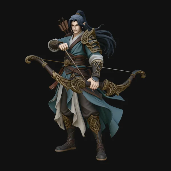 Robed Archer with Bow Statue Design 3