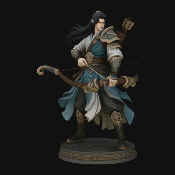 Robed Archer with Bow Statue Design 4