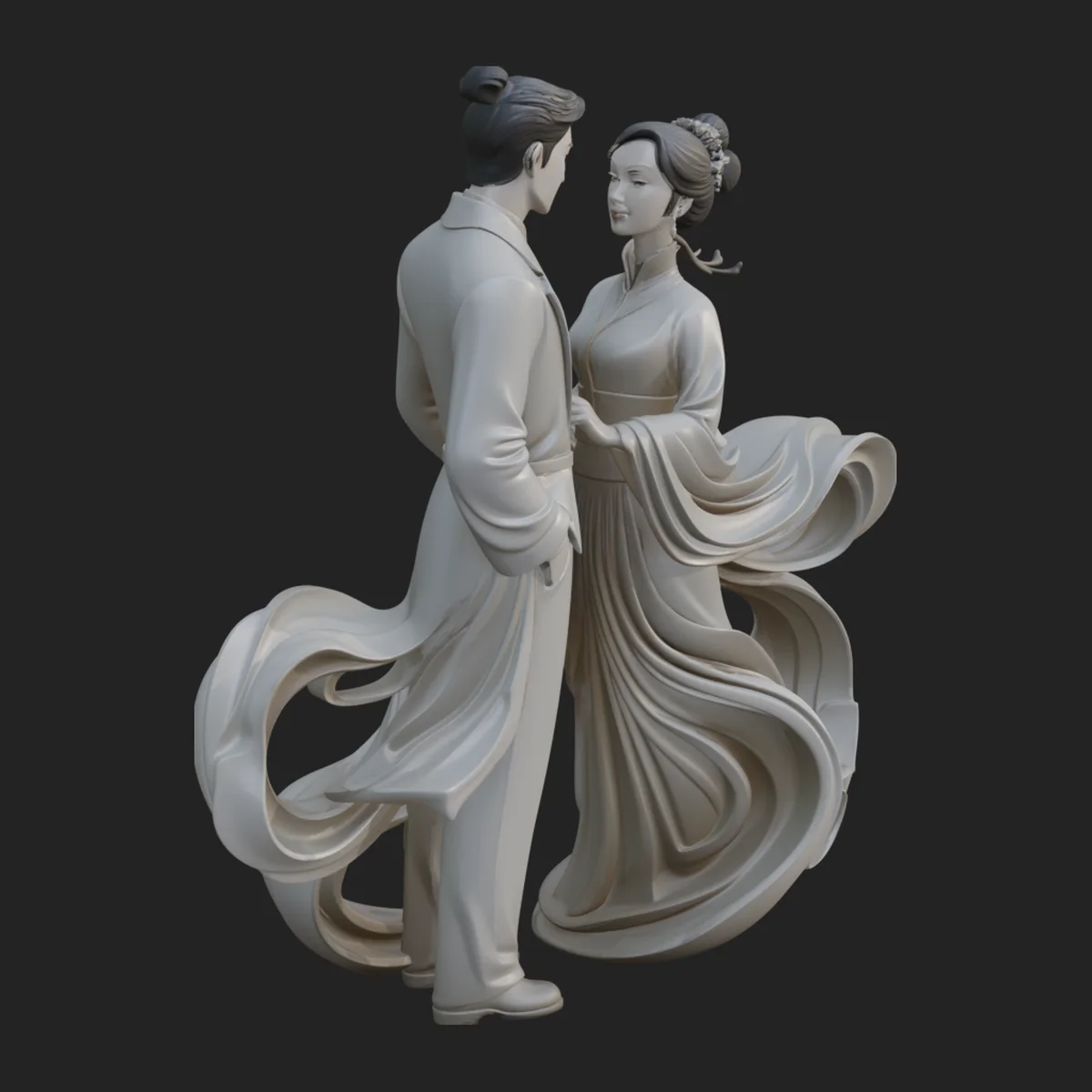 Robed Couple Statue Design 1