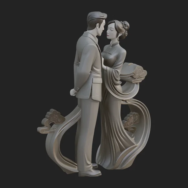 Robed Couple Statue Design 2