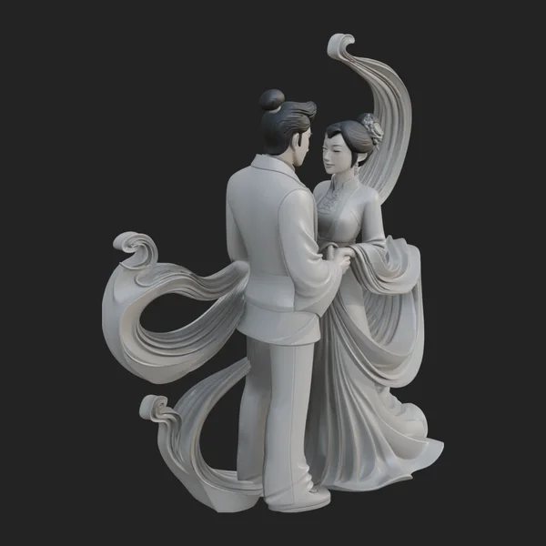 Robed Couple Statue Design 3